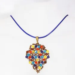 Pendant 65cm - Xochitl Grapes-Purple Leather - Pendant 65cm - Laiton bronze